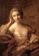 NATTIER, Jean-Marc Portrait of a Young Woman Painter sg oil on canvas